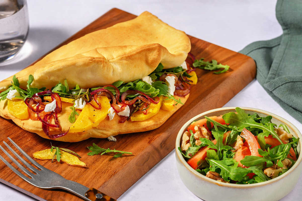 Pizzasandwich med geitost og gresskar