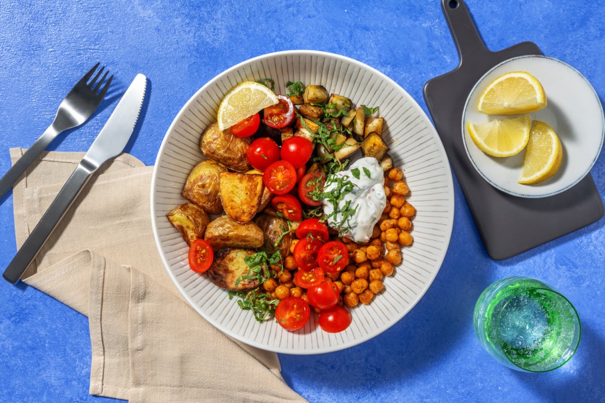 Spiced Aubergine and Chickpea Hash