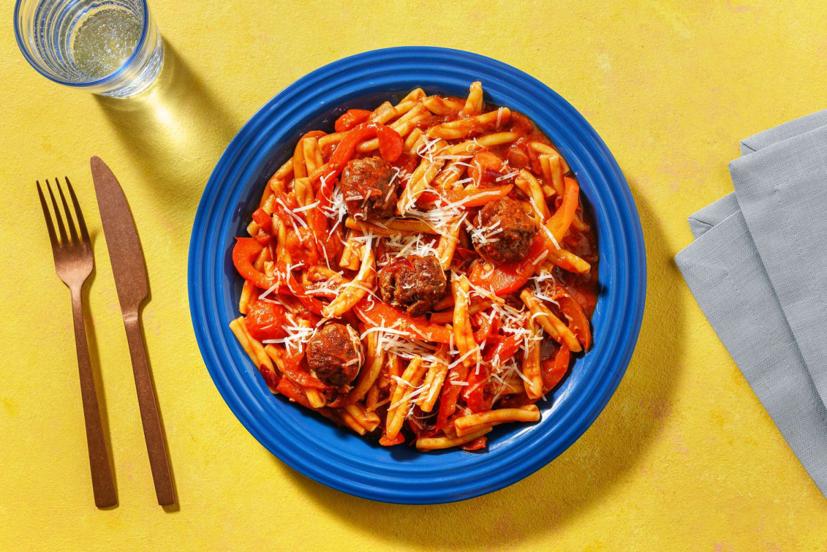 Pâtes express aux boulettes de viande hachée 