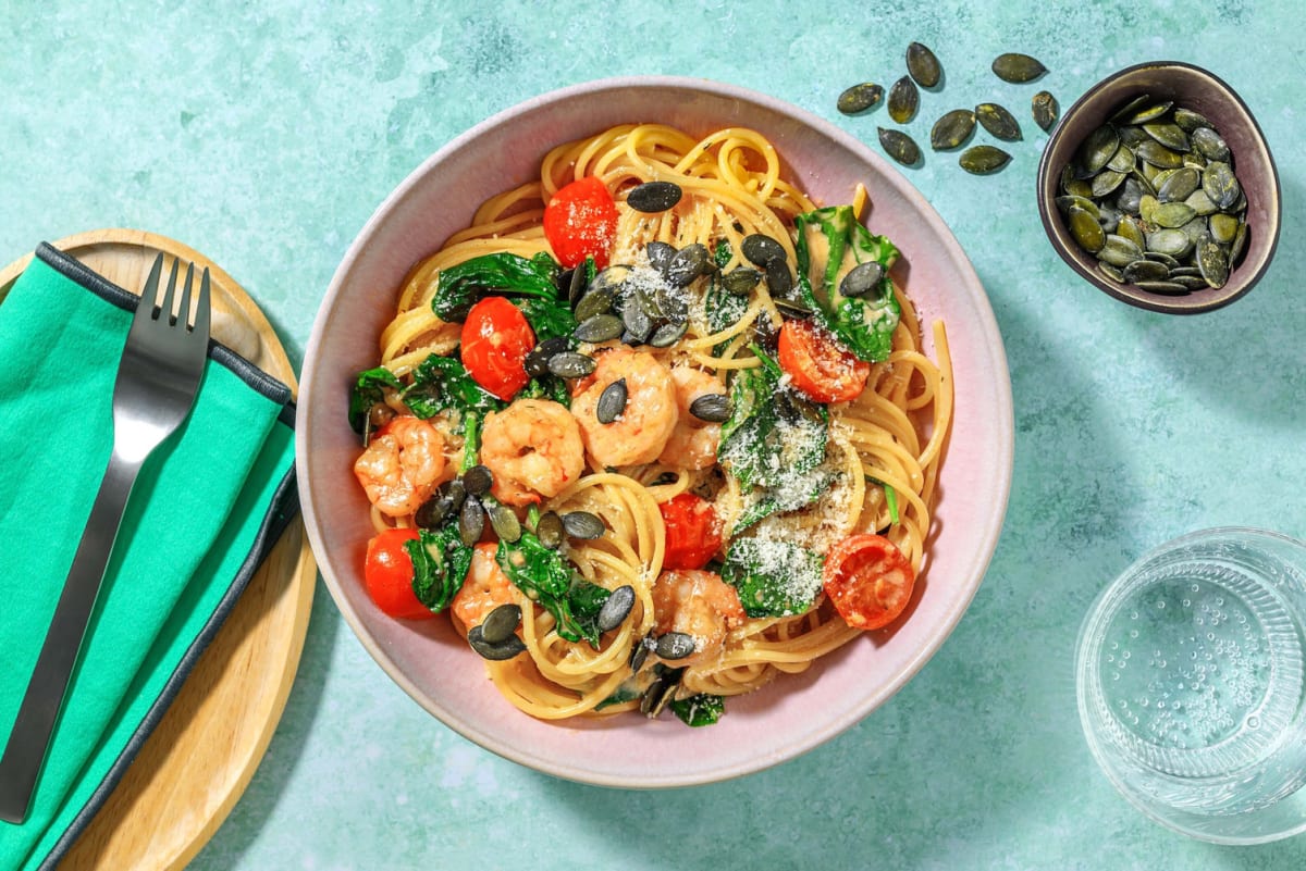 Middelhavsinspireret rejepasta