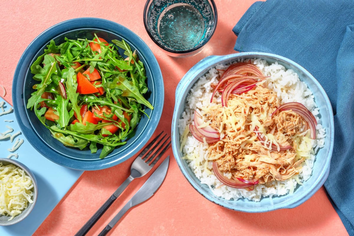 Loaded Chipotle Pulled Chicken Rice Bowl