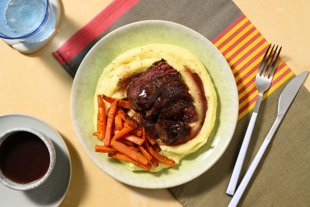 21 Day Aged Rump Steak and Cheesy Garlic Mash