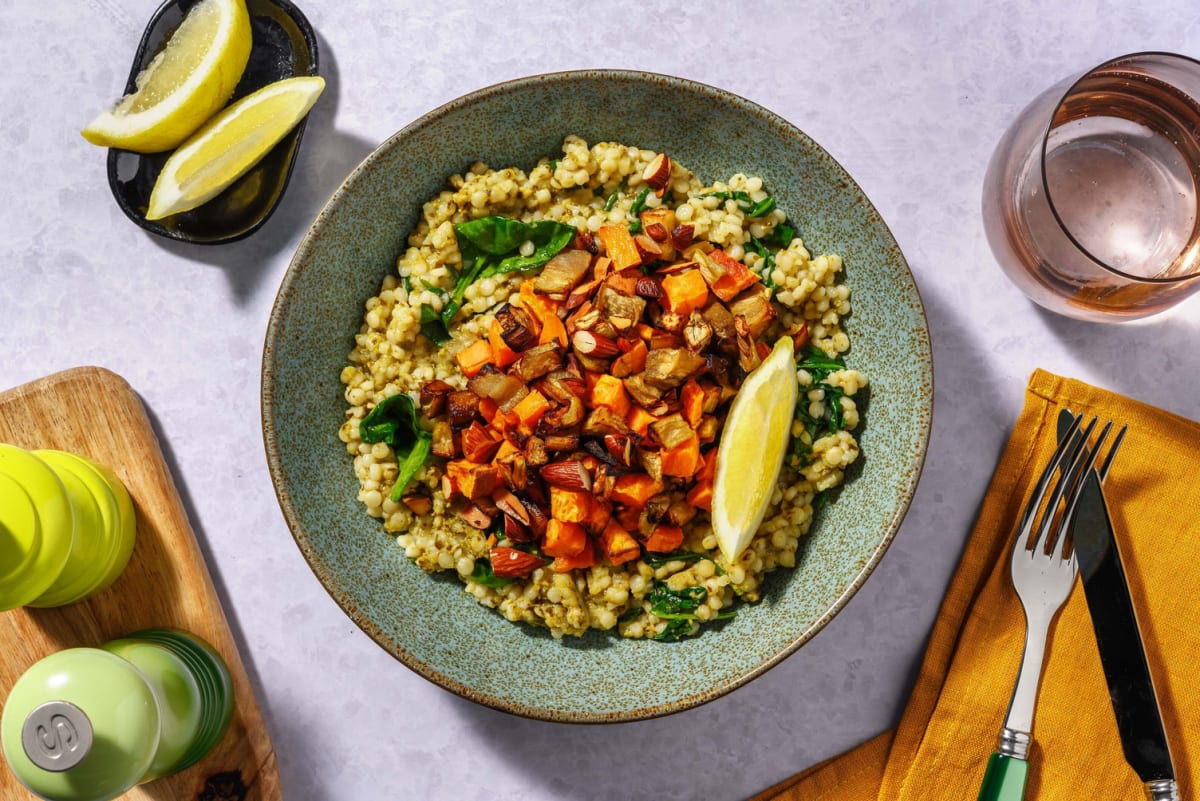 Couscous grosso al pesto e spinacino