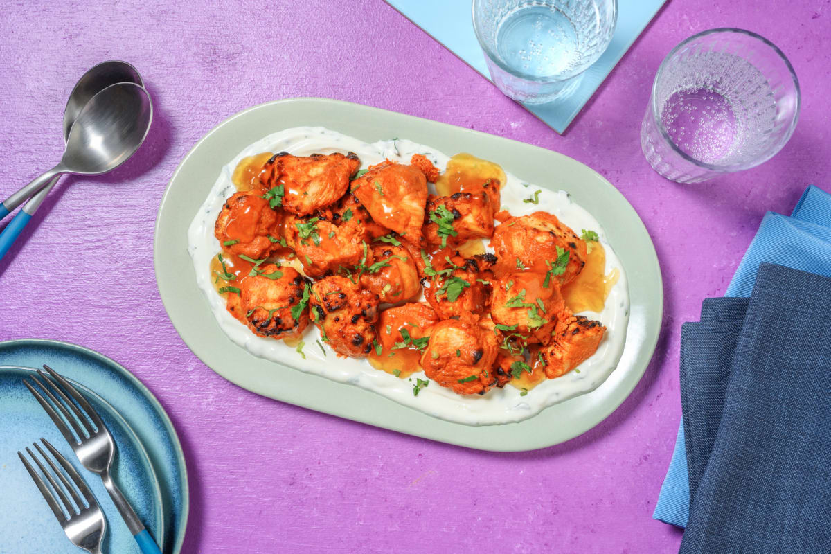 Chicken Tikka Masala Bites on Coriander Yoghurt