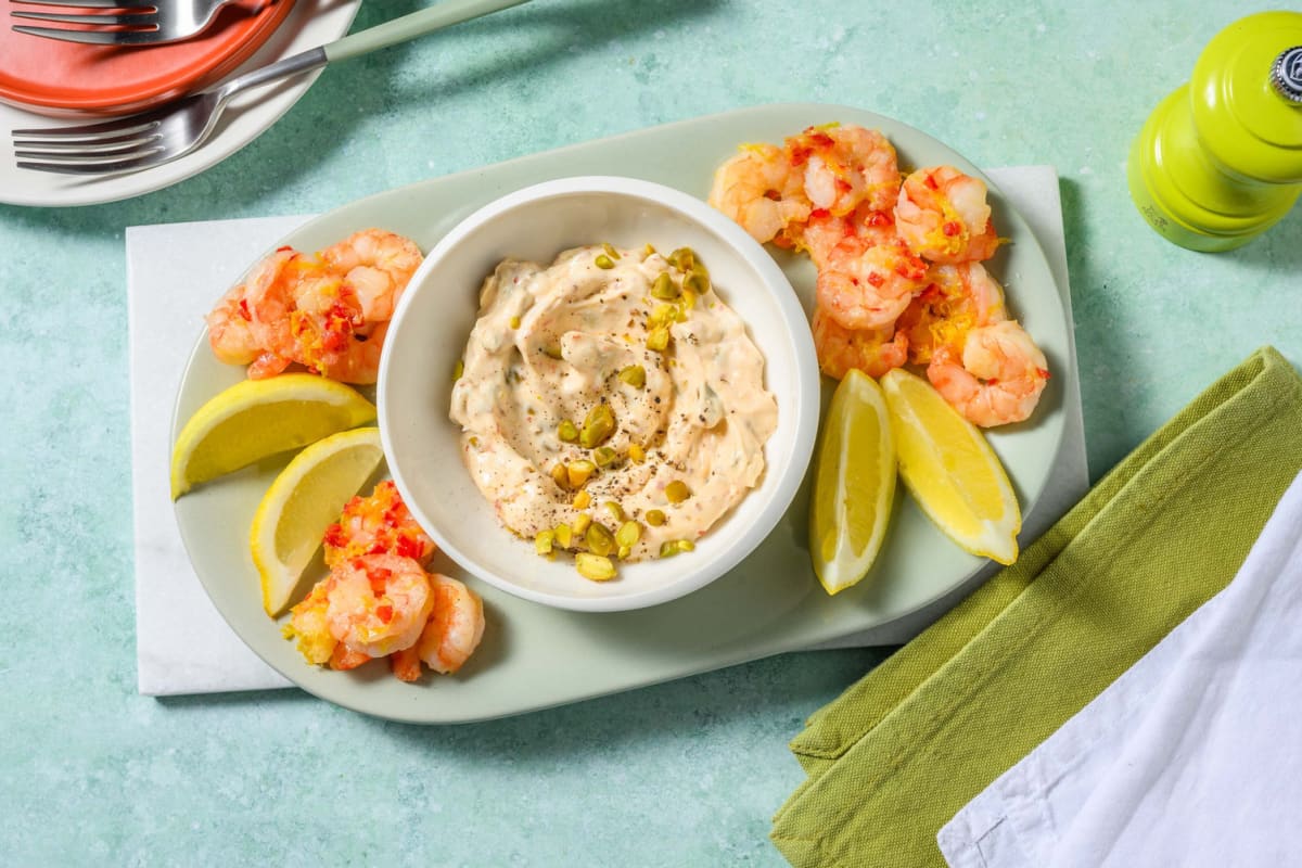 Pistachio & Harissa Aioli King Prawns