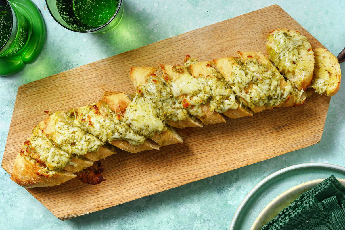 Super Cheesy Pesto Garlic Baguette Recipe HelloFresh