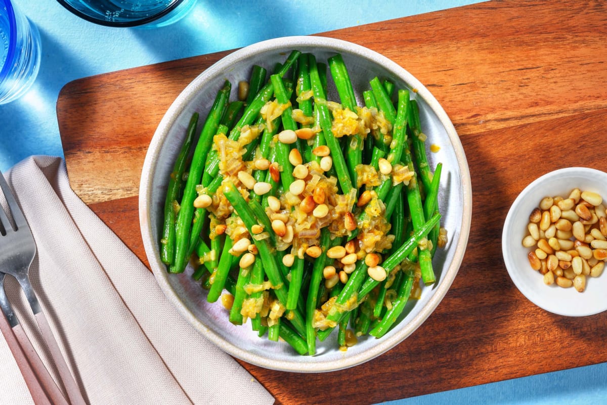 Orange and Pine Nut Buttery Green Beans