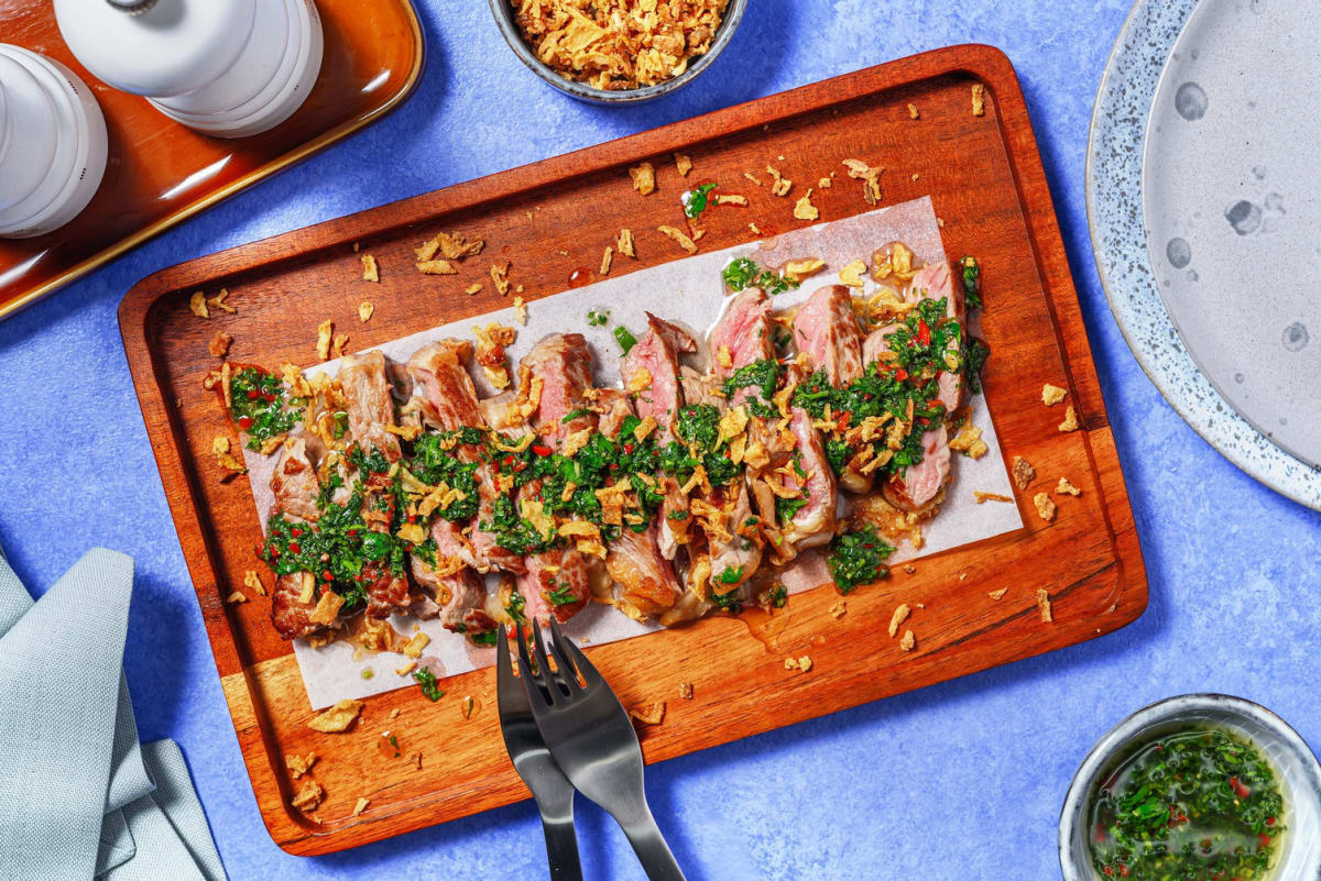 Tapas Style Chimichurri Lamb Steaks