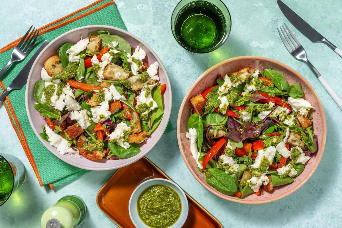 Mozzarella, Roasted Pepper and Pesto Salad