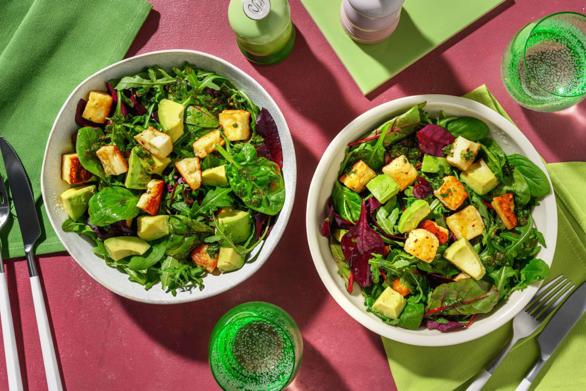 Chimi-Harissa Halloumi Salad