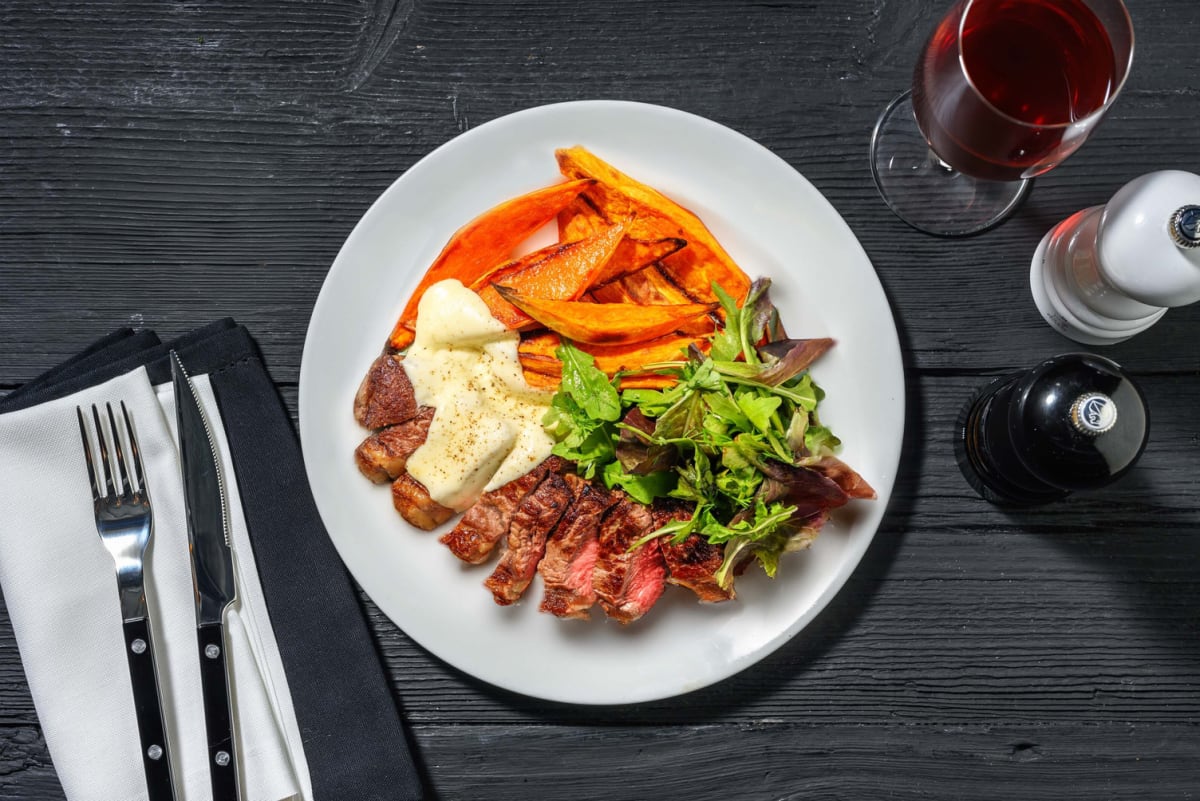 Tagliata di manzo e fonduta di Raschera Dop