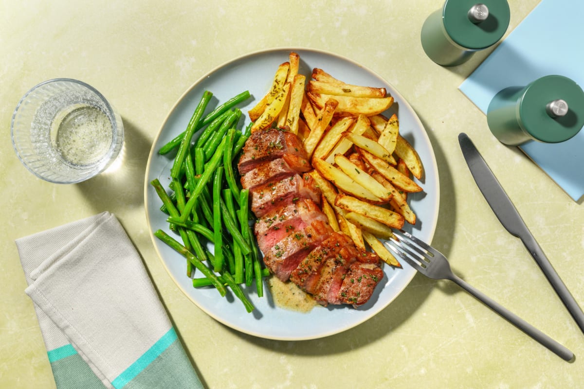 Beef and Hand-cut Rosemary Chips