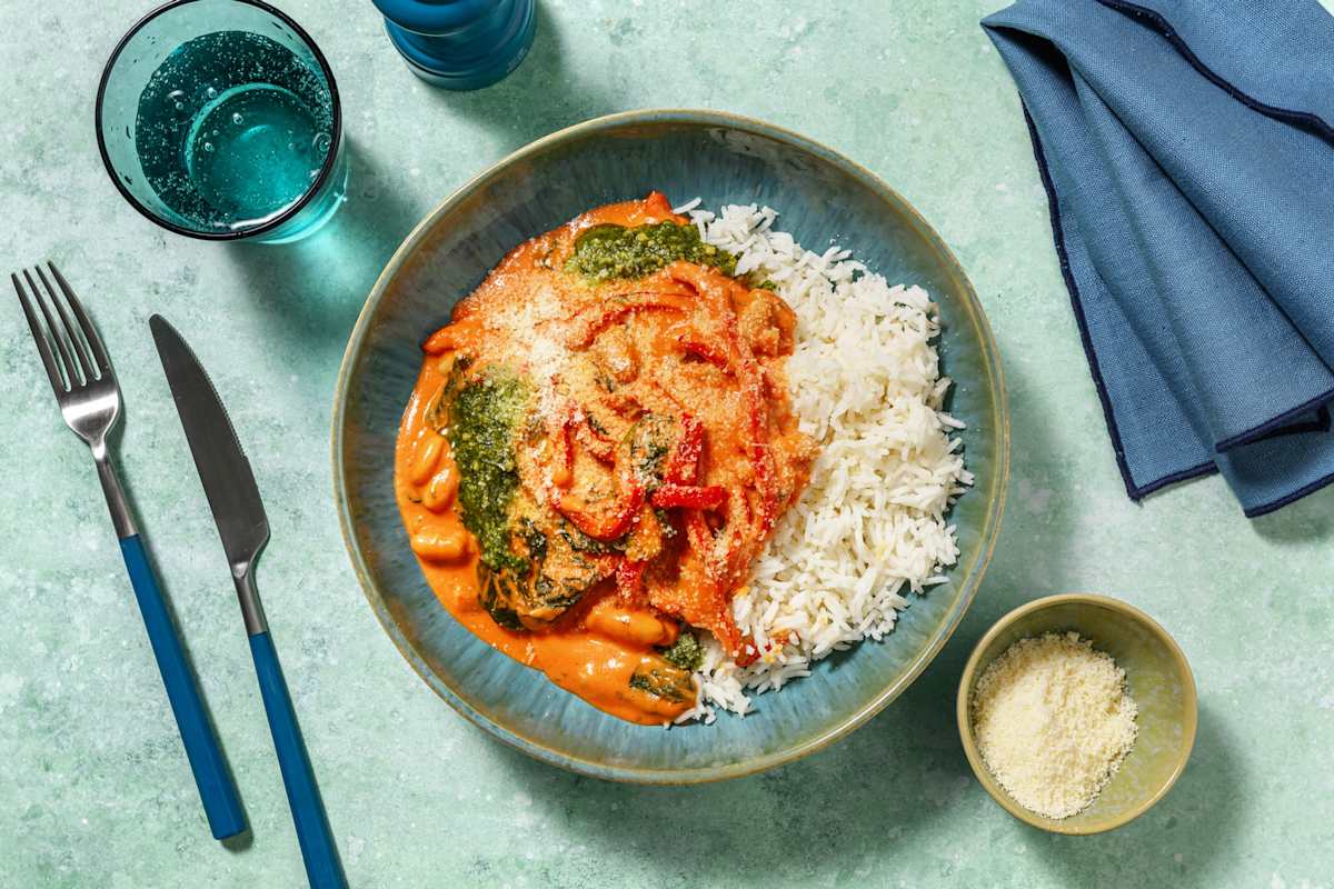Creamy Butter Bean and Pepper Rice Bowl