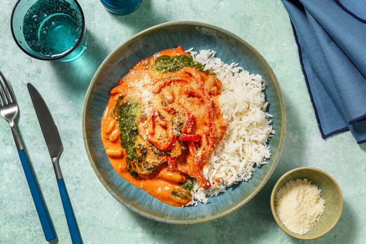 Creamy Butter Bean and Pepper Cauliflower Rice Bowl