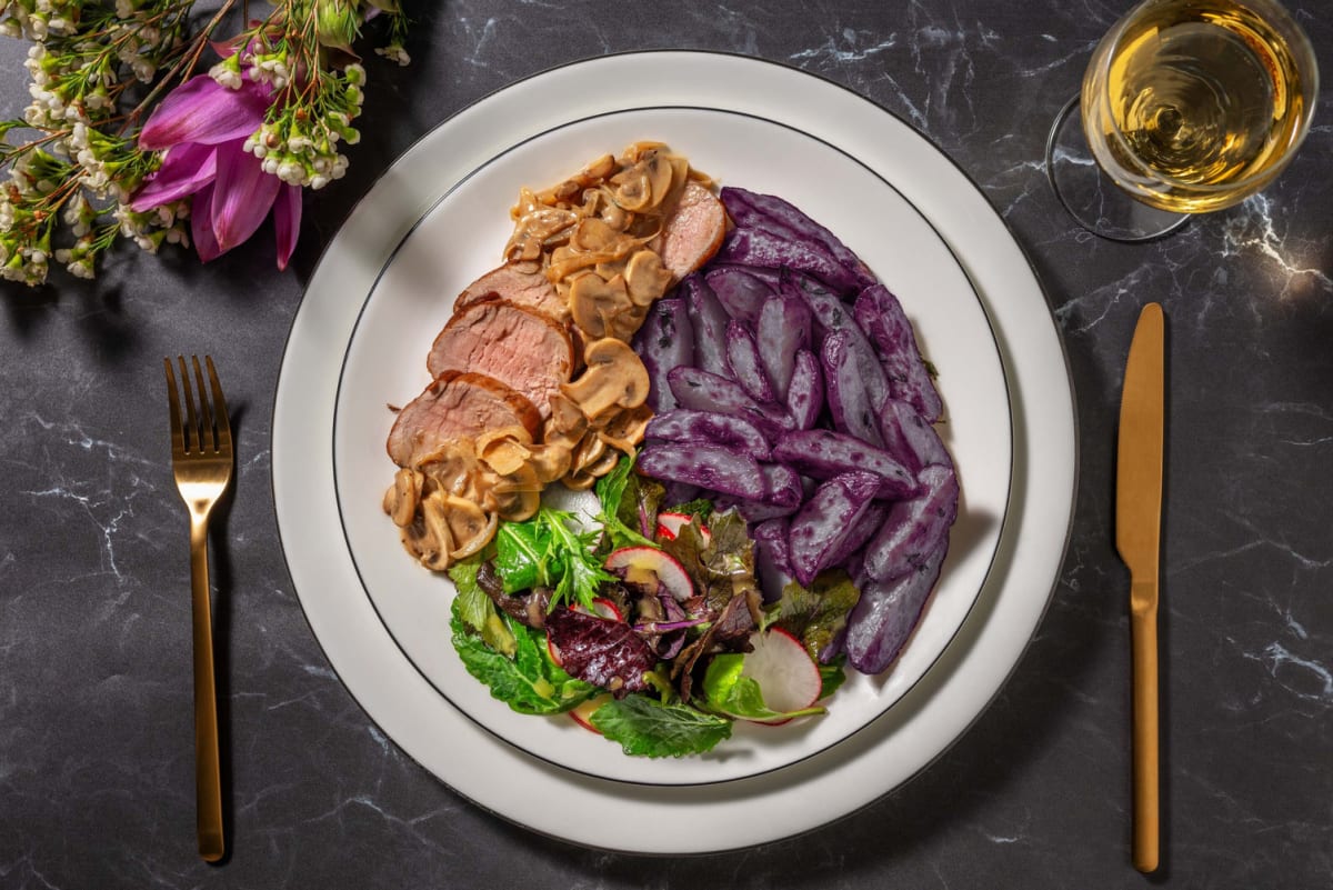 Lonza tenera e salsa Voronoff ai funghi