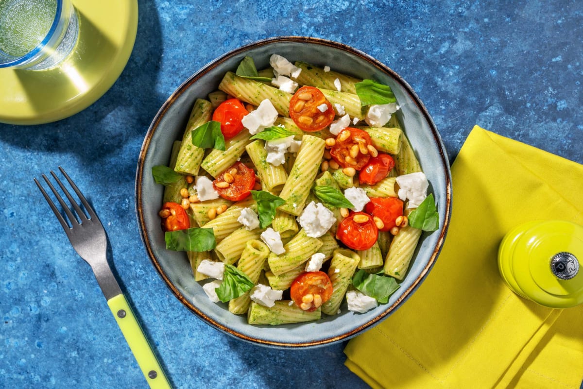 Grøn gedeost-rigatoni