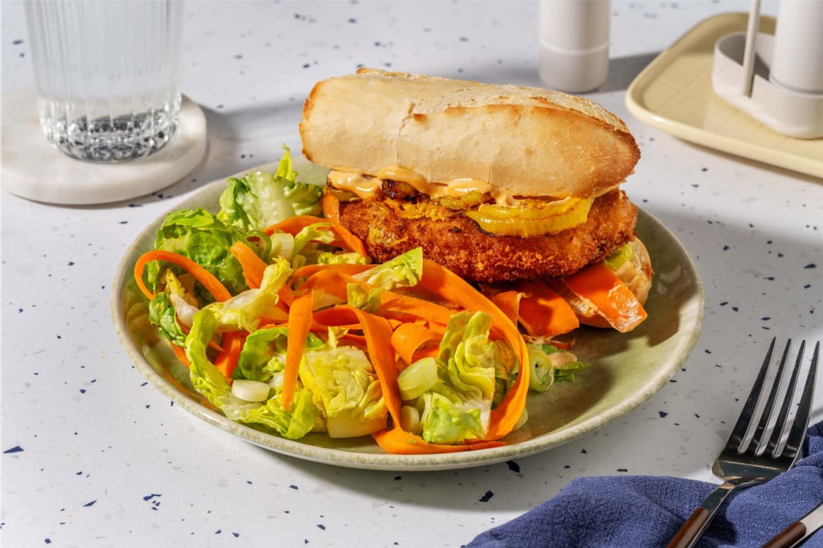 Panerad schnitzel-sandwich