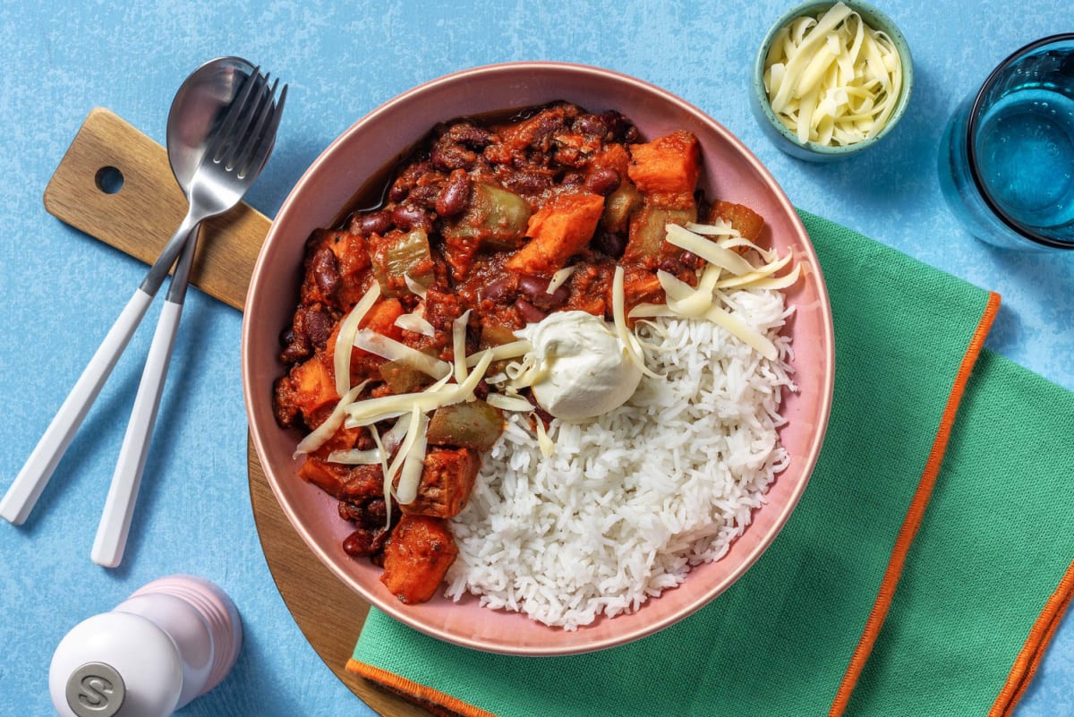 Roasted Sweet Potato and Kidney Bean Chilli