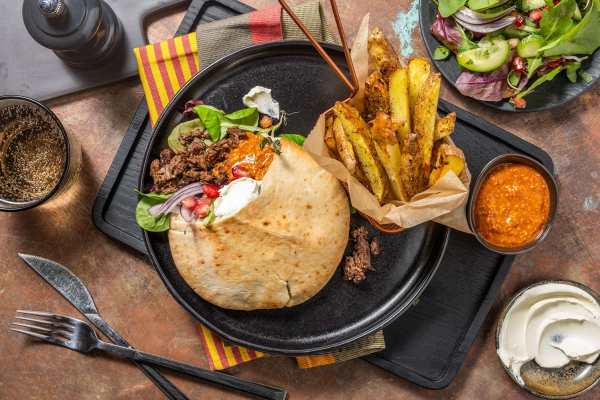 Krydret pulled beef-pita