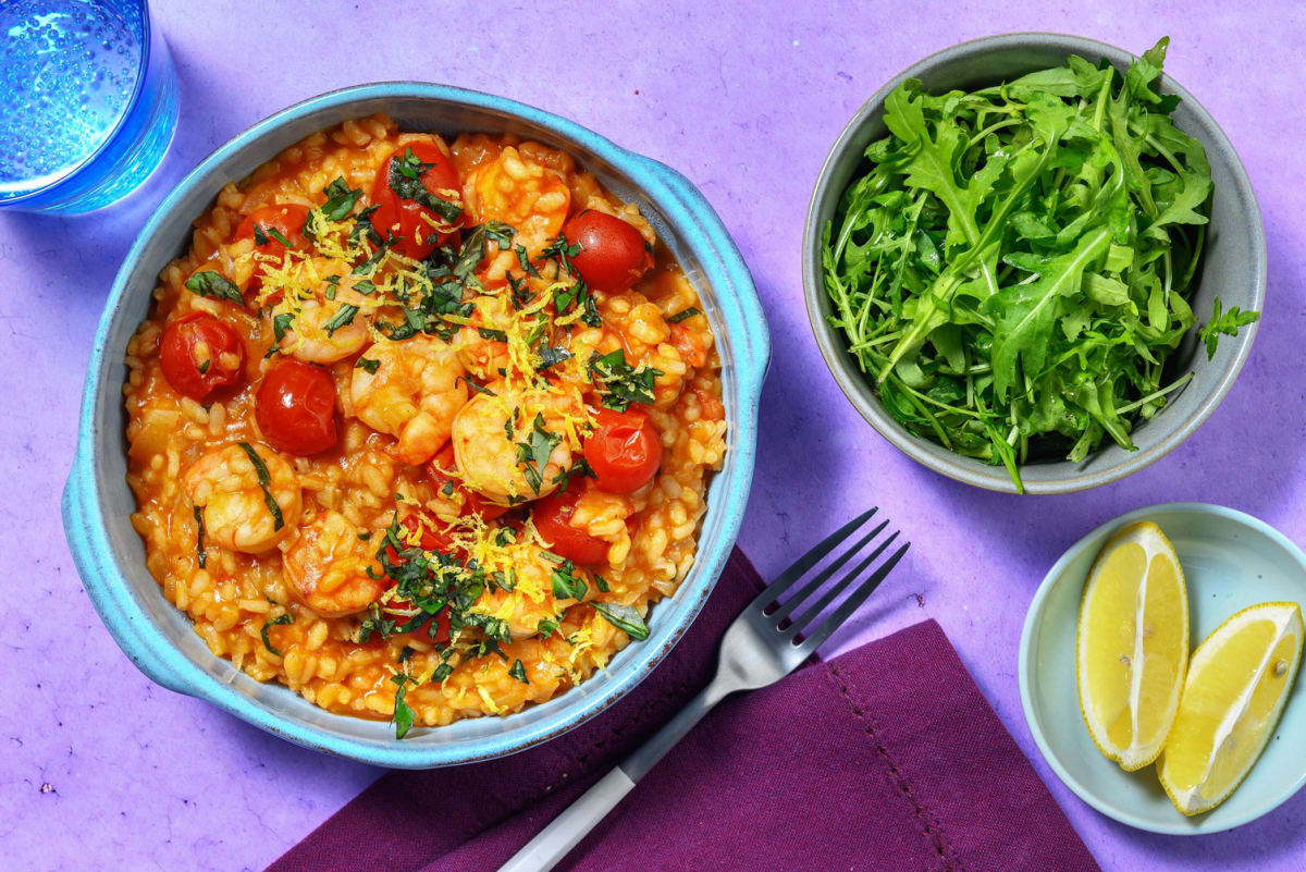 Risotto à la tomate et aux crevettes