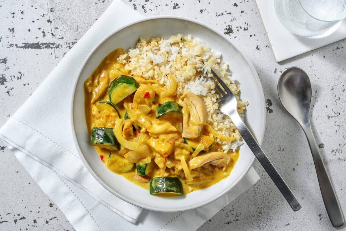 Curry de poulet et riz de chou-fleur