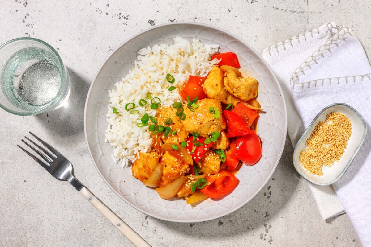 Hähnchenpfanne süßsauer mit Paprika