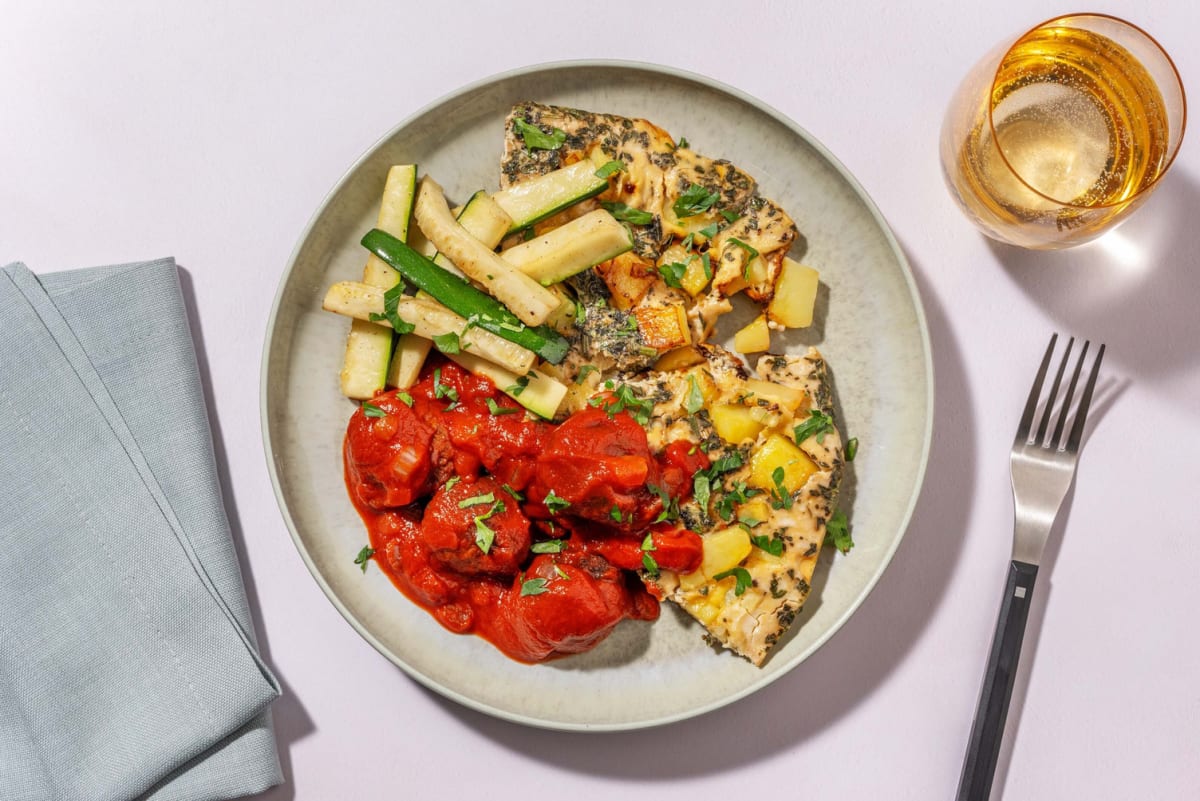 Spaanse omelet met vegetarische balletjes