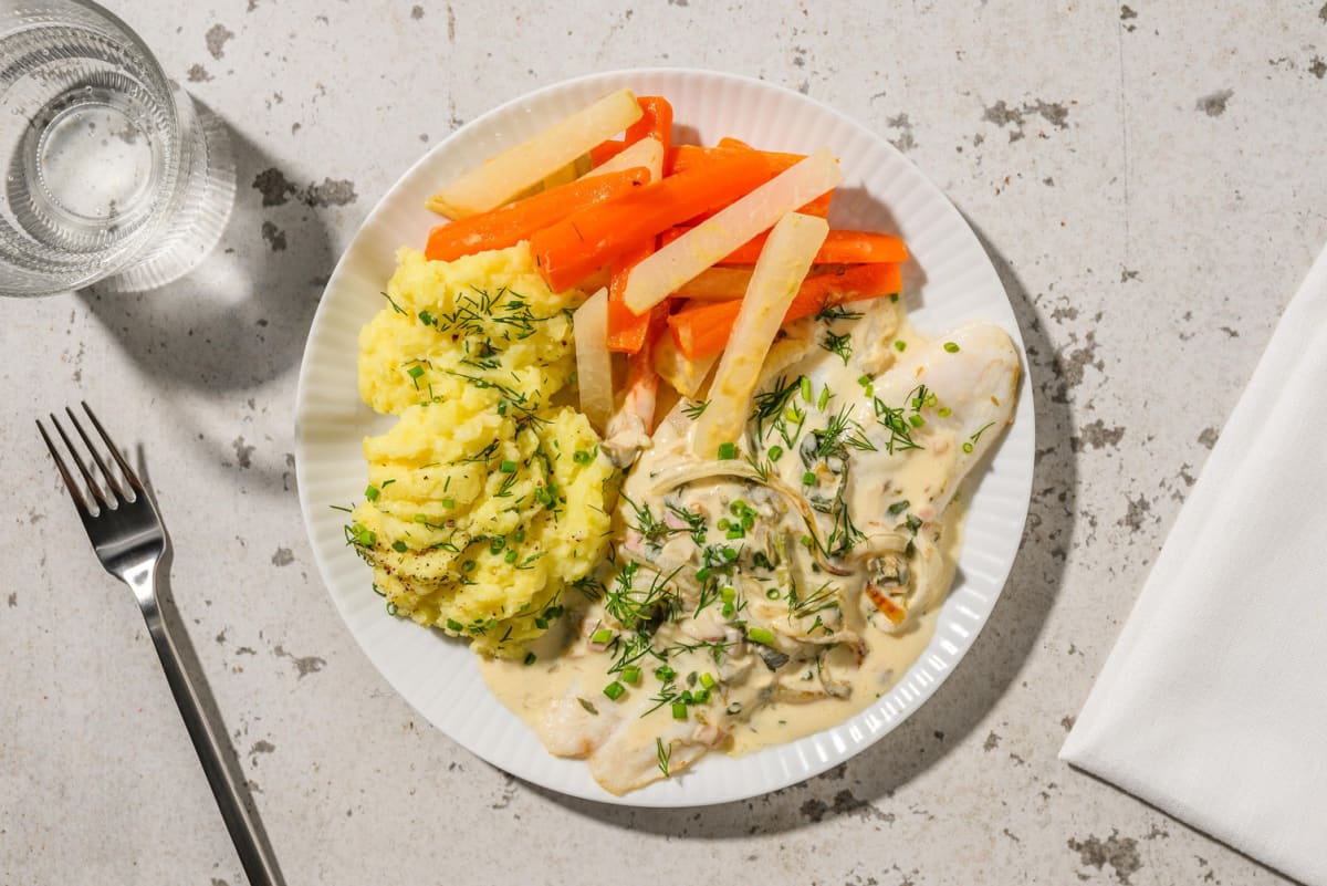 Fischfilet mit Ravigote-Sauce und Kohlrabi