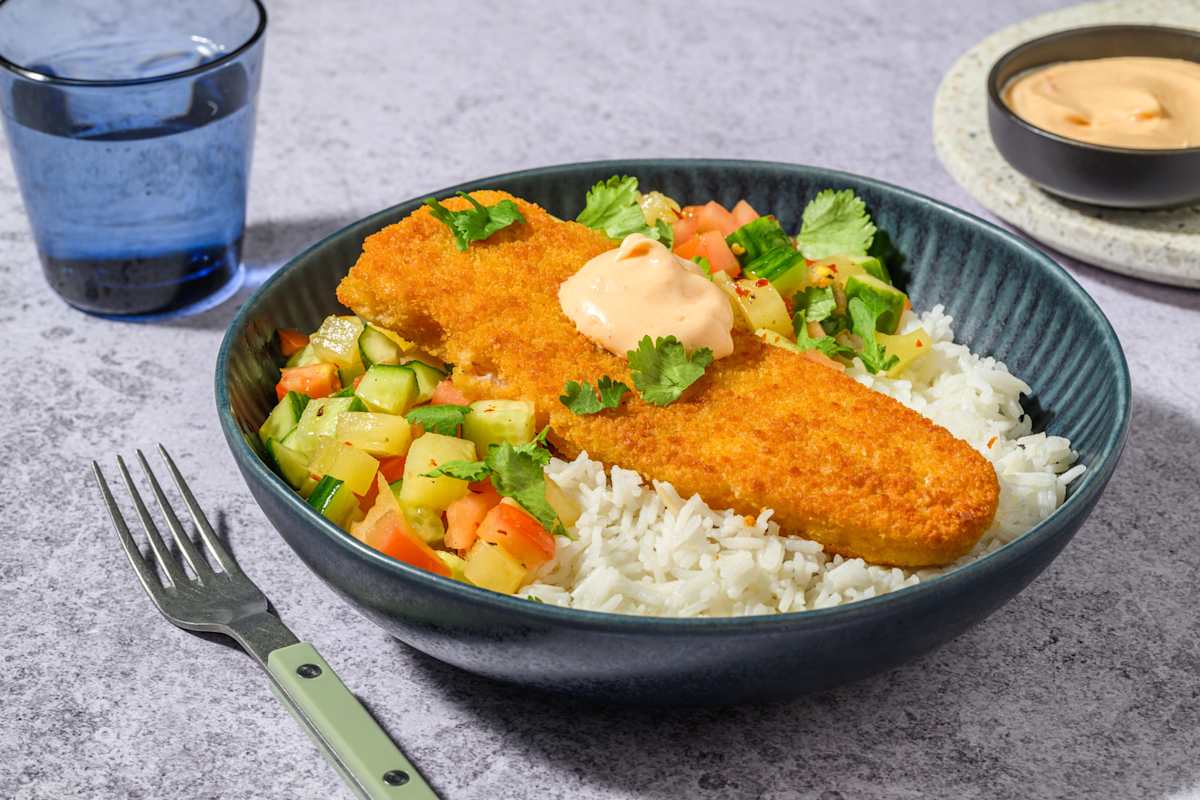 Superquick Caribbean Crumbed Fish & Rice