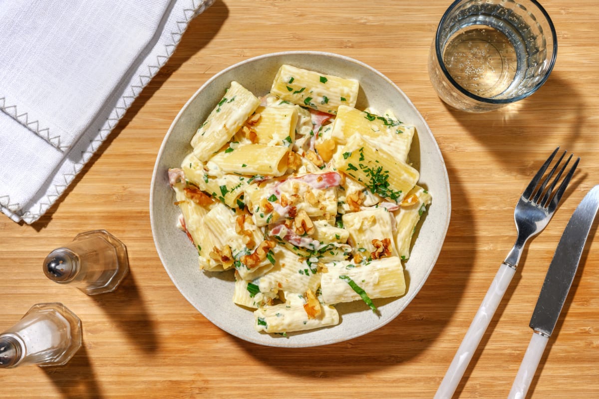 Rigatoni bacon & crème de bleu