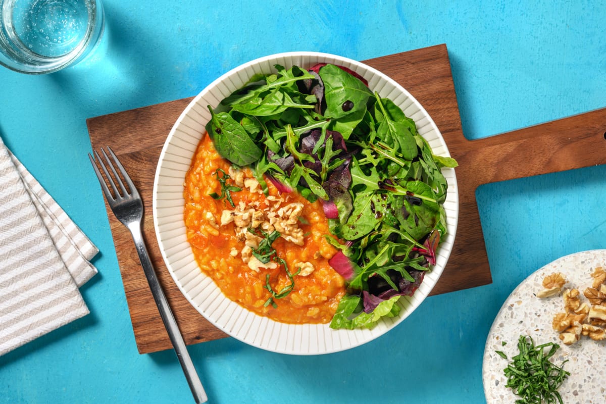 Risotto rosso à la tomate, basilic & pecorino