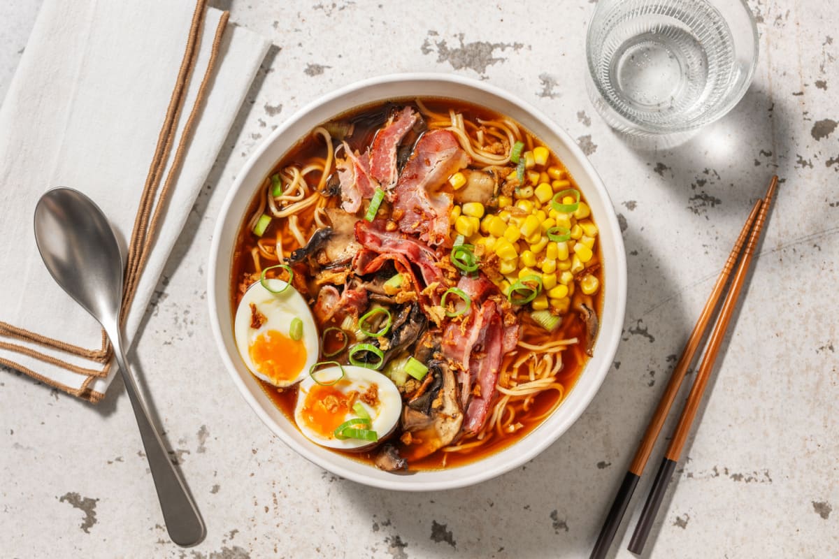 Miso ramen rapide au porc & soja