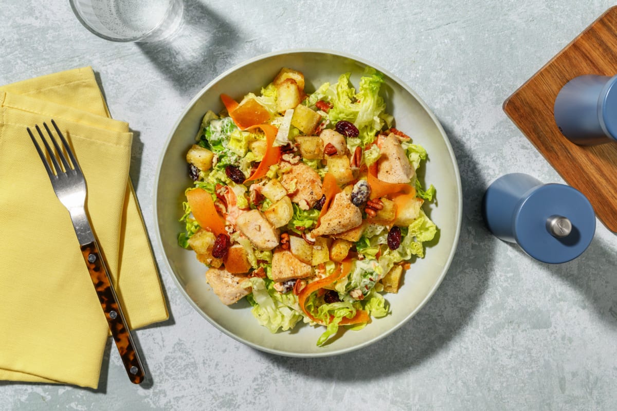 Poulet, sucrine & cranberries en salade