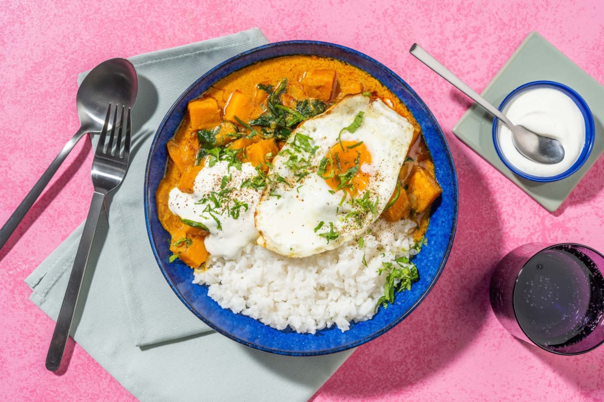 Curry indien à la patate douce & épinards