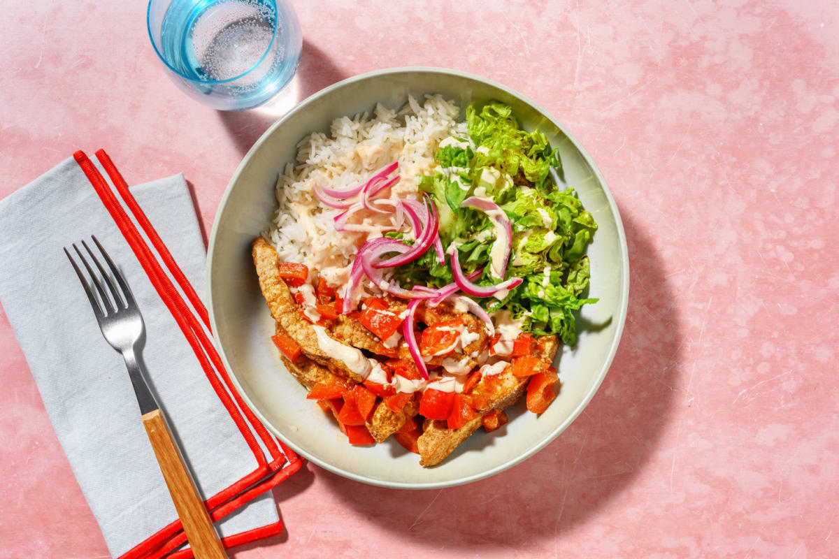 Taco bowl : porc tex-mex & riz citronné