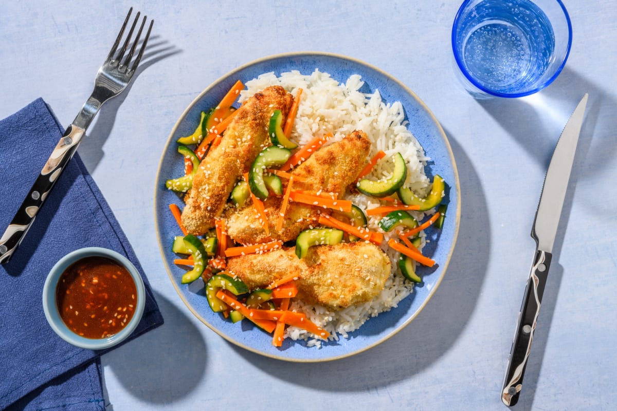 Poulet frit à la coréenne & crudités