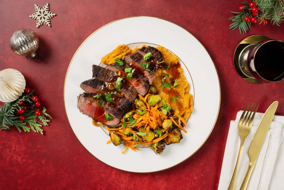 Hirschsteak in Aprikosen-Teriyaki-Soße