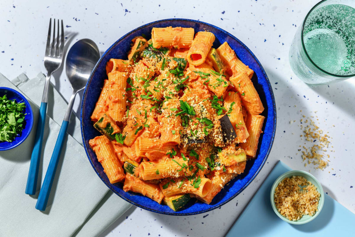 Provencalsk ratatouille-rigatoni