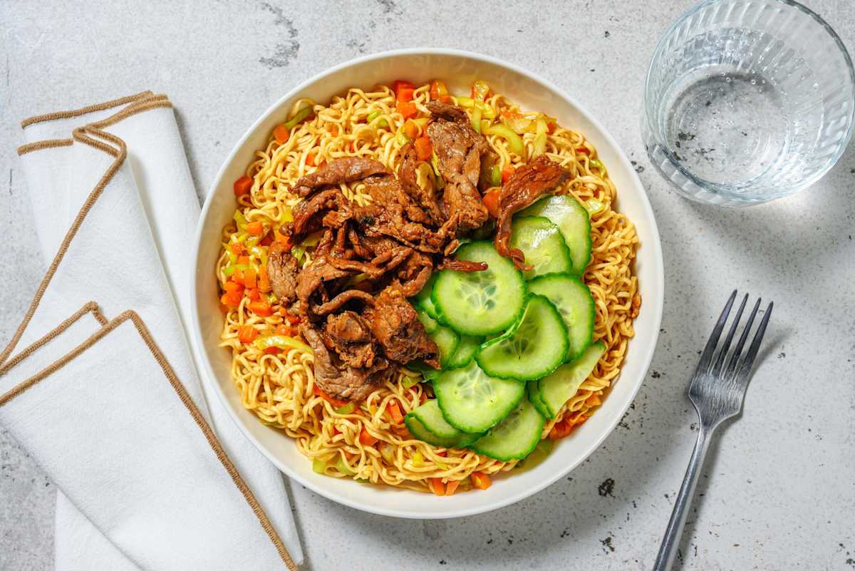 Stir-fry met teriyaki biefstukreepjes