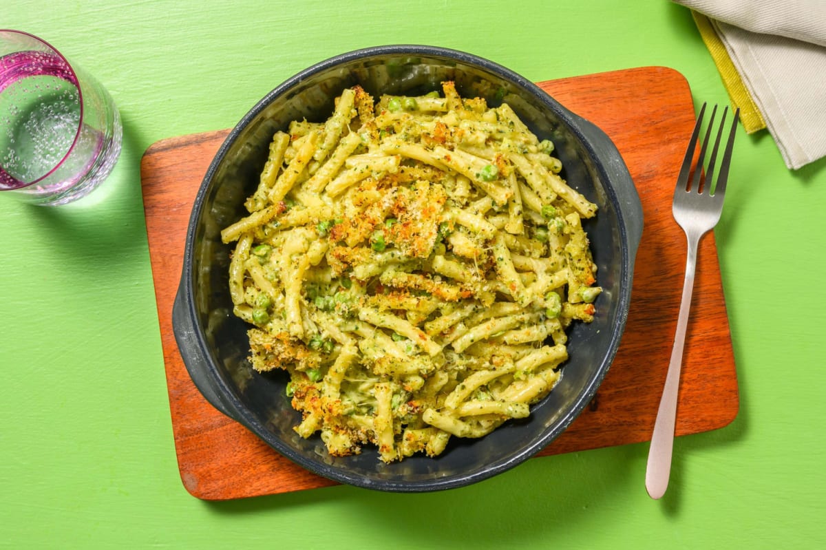 Bacon, Pea and Pesto Mac and Cheese