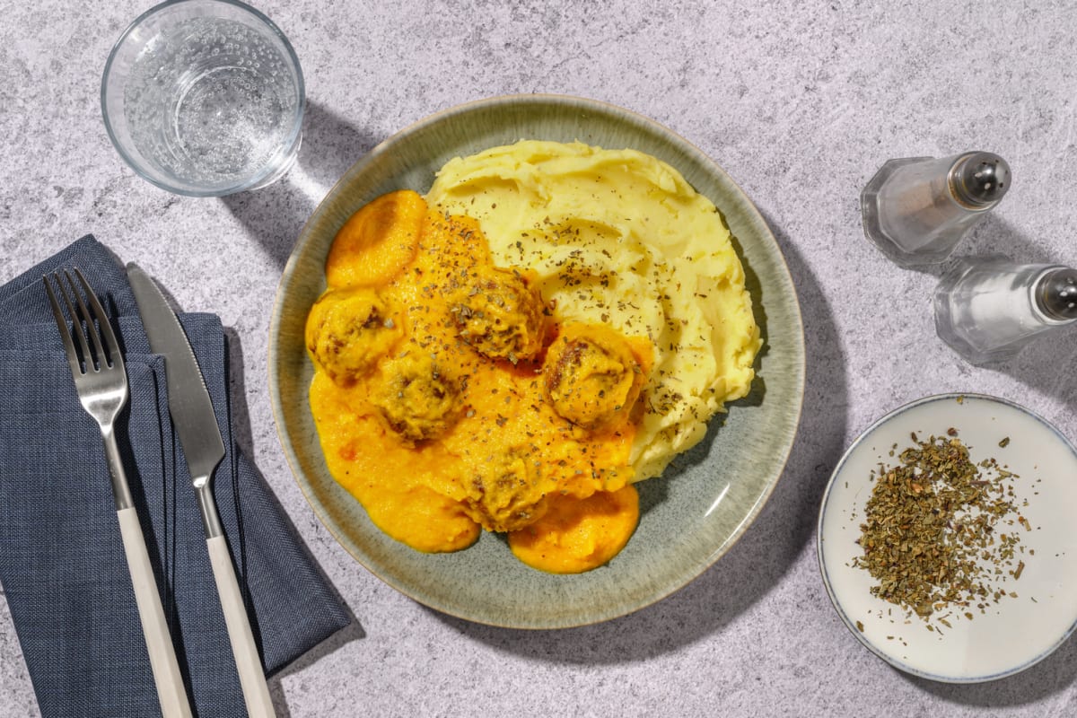 Albóndigas vegetarianas en salsa de zanahoria