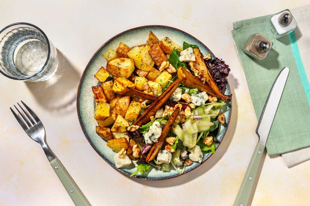 Salade de poires caramélisées au bleu