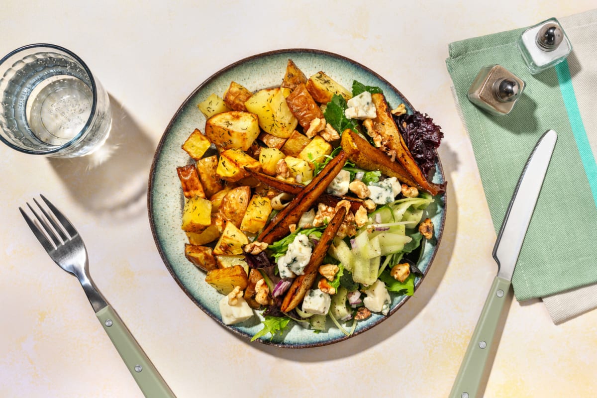 Salade de poires caramélisées au bleu