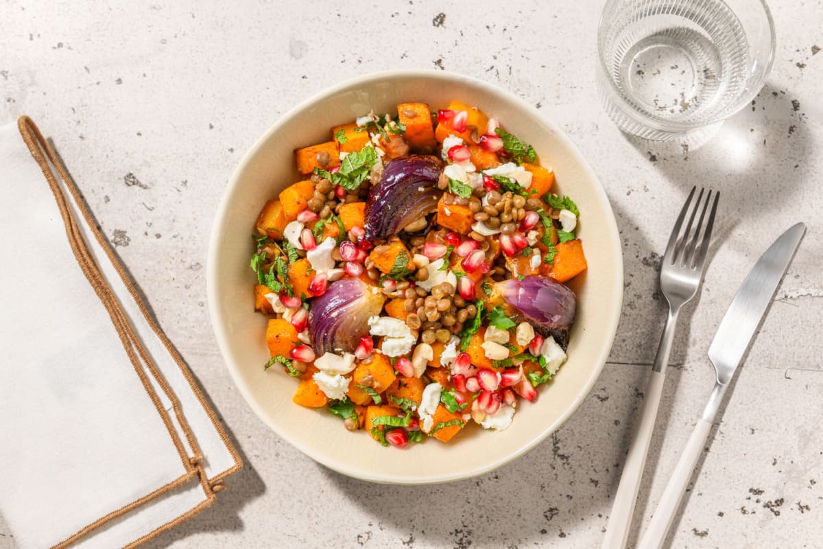 Salade de butternut, feta AOP & grenade