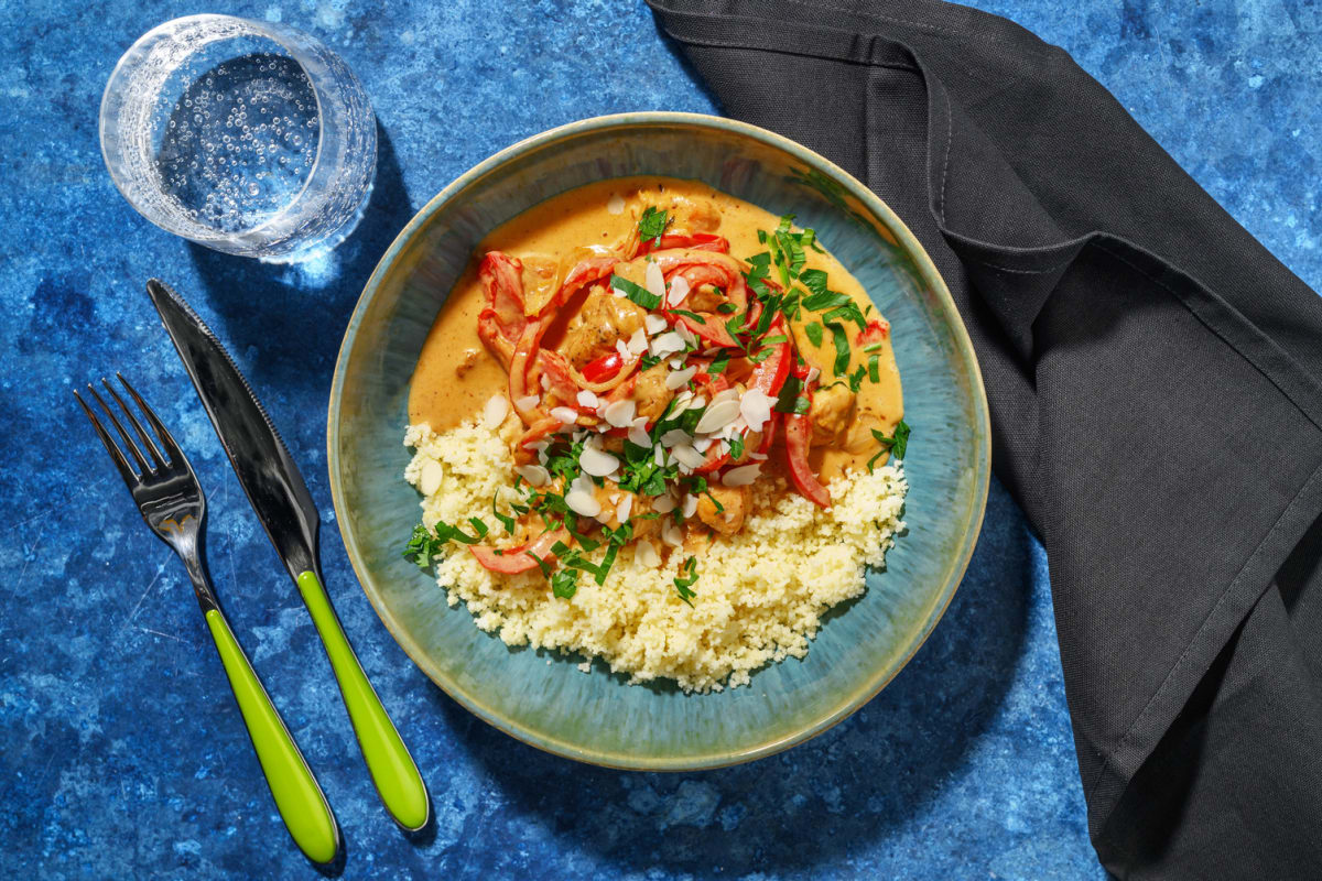 Mijoté de poulet sucré-salé aux amandes