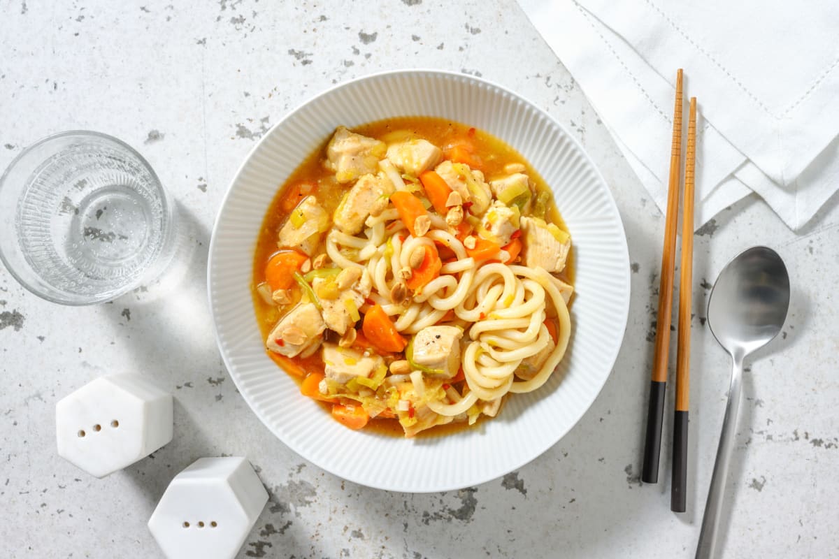 Nouilles udon sautées à la dinde