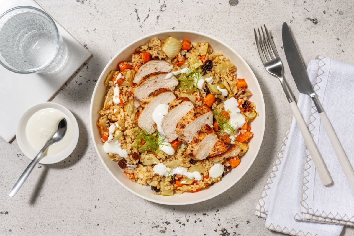 Bowl de poulet & freekeh à l'orientale