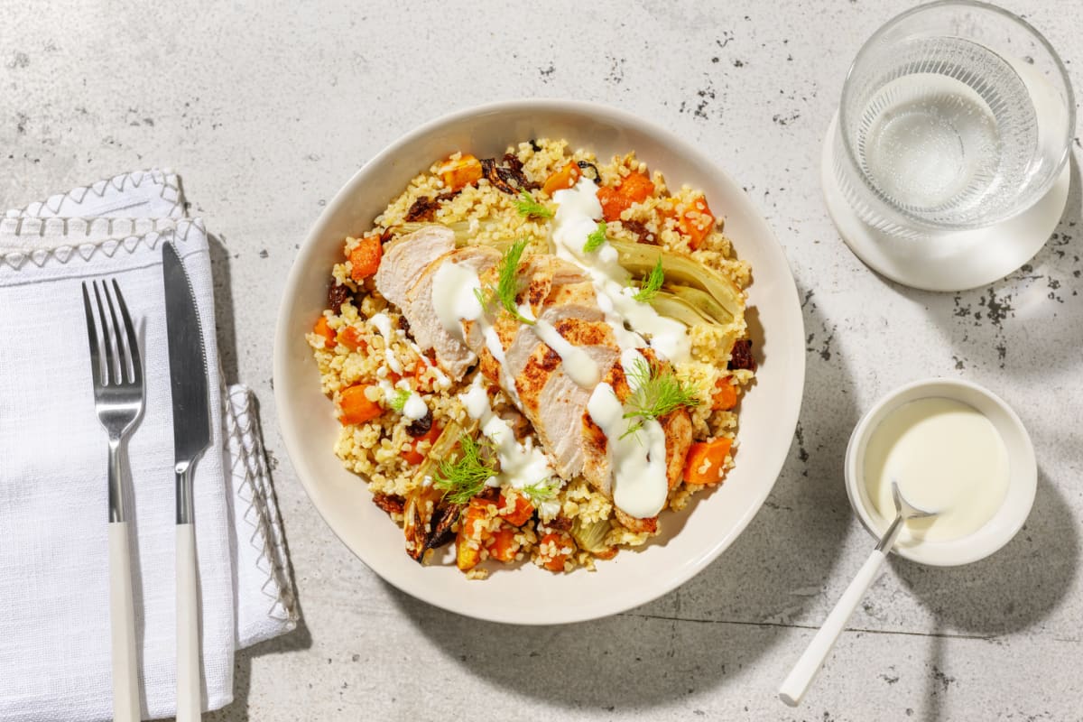 Bowl de poulet & freekeh à l'orientale