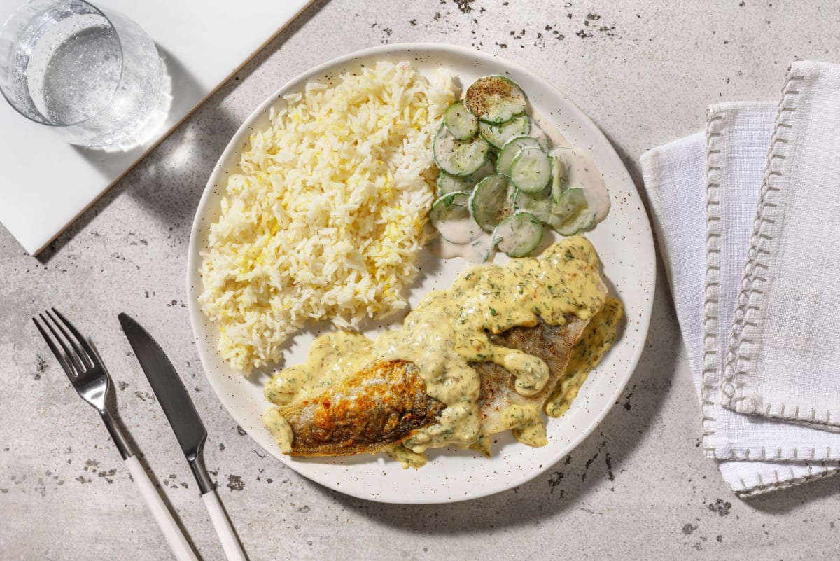 Skandi-Seehecht in Rahm-Senf-Sauce