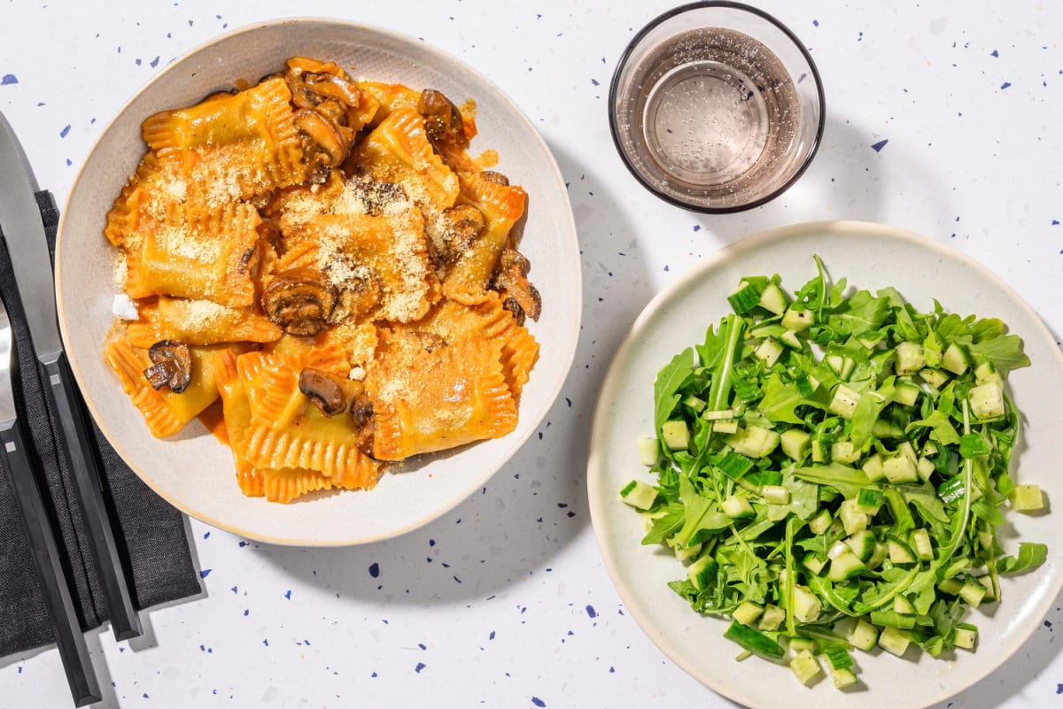 Creamy Gochujang Spinach & Ricotta Ravioli